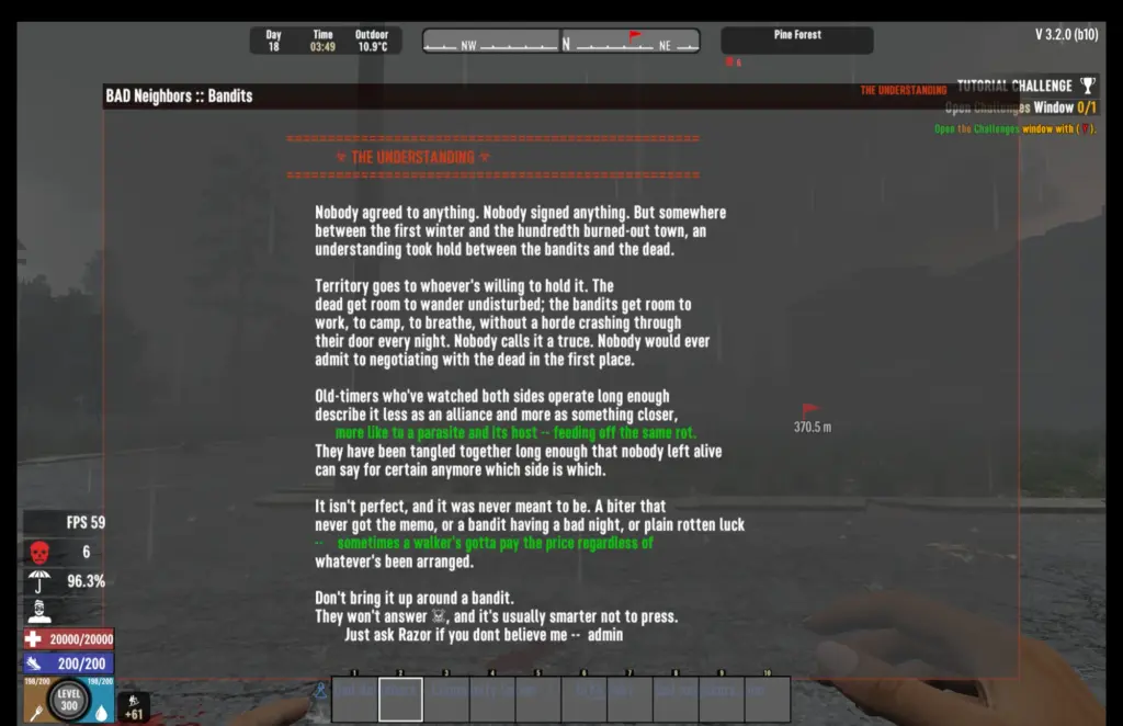 Bad Neighbors Bandits in-game lore screen showing The Understanding.